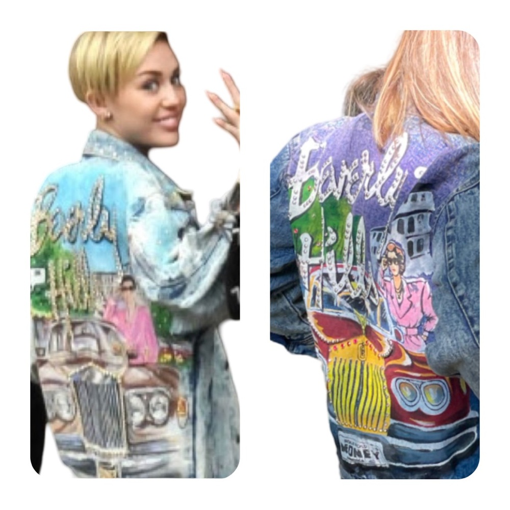 [m] Vintage Tony Alamo-inspired Airbrushed Denim Jacket Rhinestone 80s Rock
